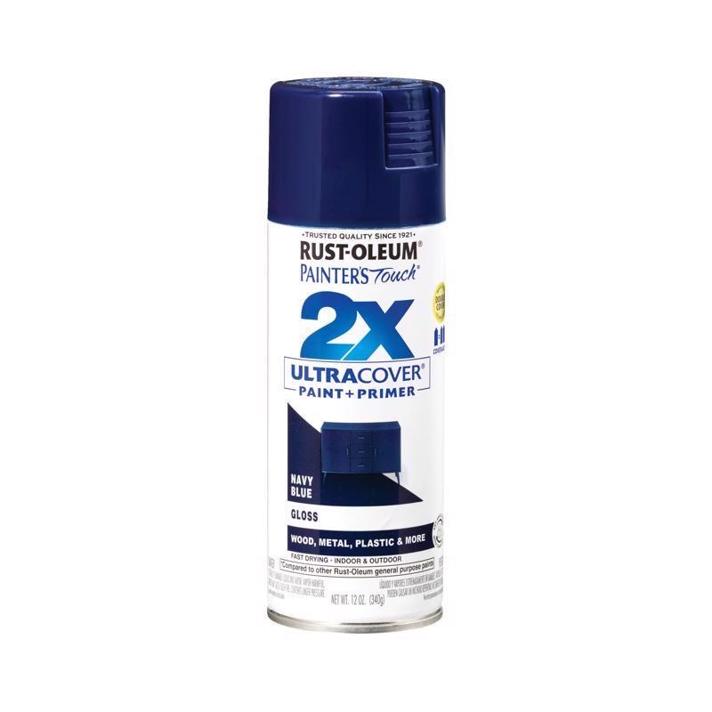 Rust-Oleum Painter’s Touch 2X Ultra Cover Gloss Navy Blue Paint+Primer Spray Paint 12 oz