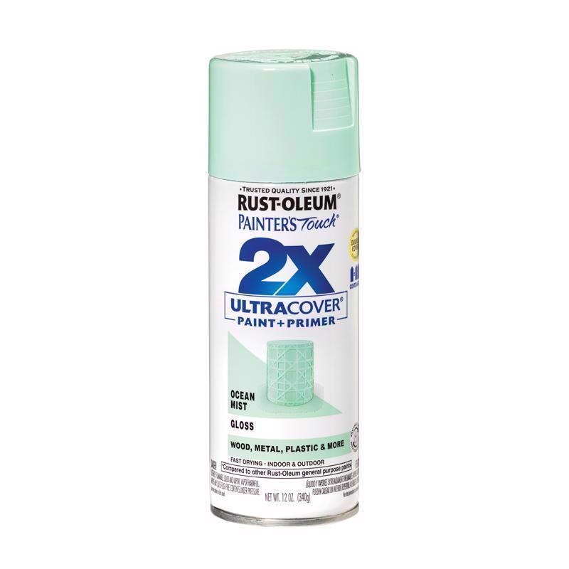 Rust-Oleum Painter’s Touch 2X Ultra Cover Gloss Ocean Mist Paint+Primer Spray Paint 12 oz