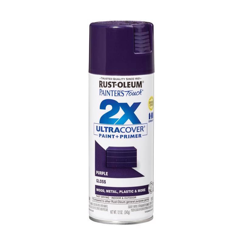 Rust-Oleum Painter’s Touch 2X Ultra Cover Gloss Purple Paint+Primer Spray Paint 12 oz