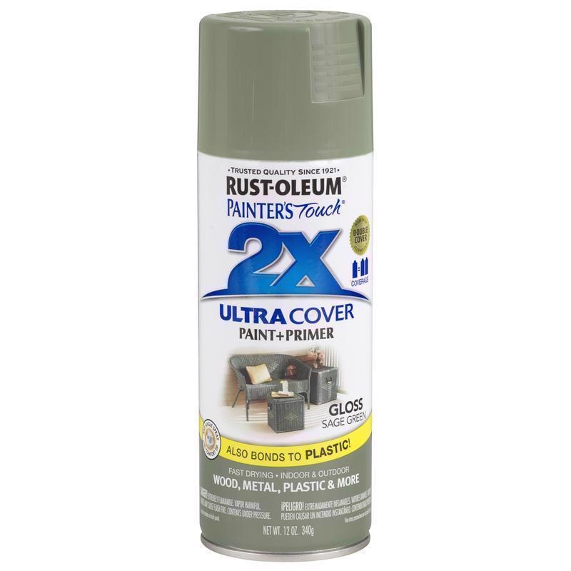 Rust-Oleum Painter’s Touch 2X Ultra Cover Gloss Sage Green Paint+Primer Spray Paint 12 oz