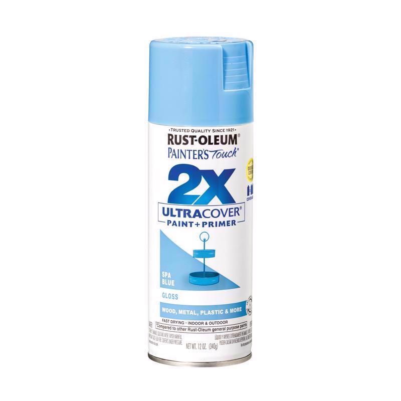 Rust-Oleum Painter’s Touch 2X Ultra Cover Gloss Spa Blue Paint+Primer Spray Paint 12 oz