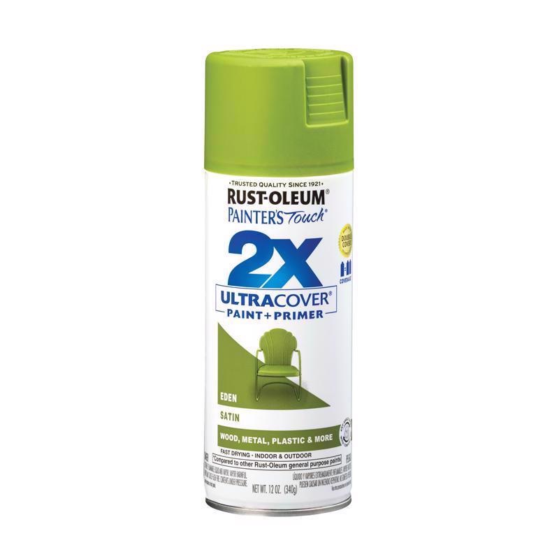 Rust-Oleum Painter’s Touch 2X Ultra Cover Satin Eden Paint+Primer Spray Paint 12 oz