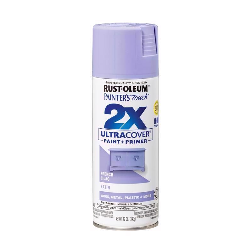 Rust-Oleum Painter’s Touch 2X Ultra Cover Satin French Lilac Paint+Primer Spray Paint 12 oz