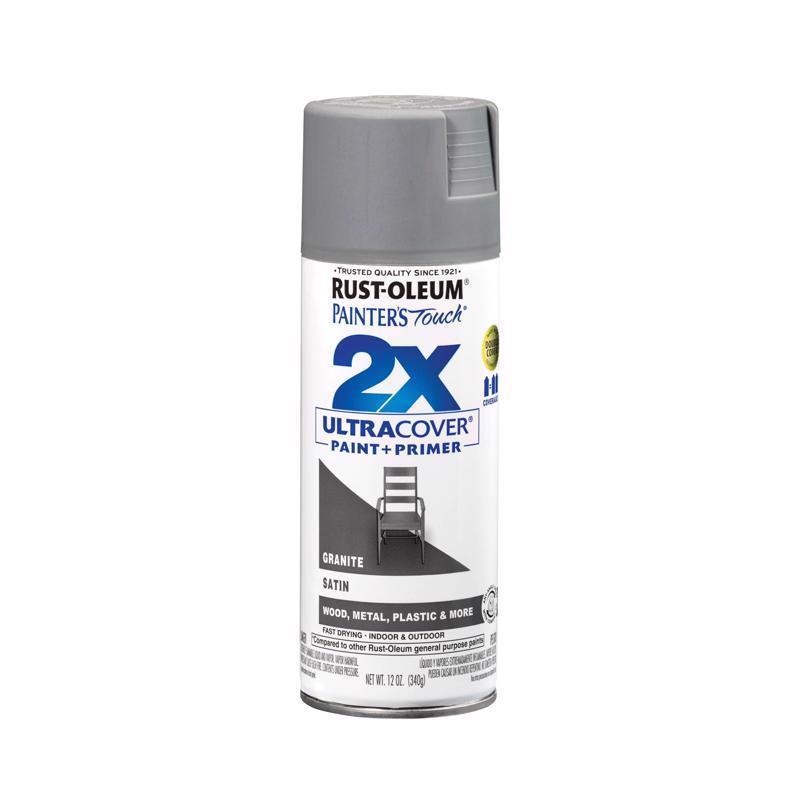 Rust-Oleum Painter’s Touch 2X Ultra Cover Satin Granite Paint+Primer Spray Paint 12 oz