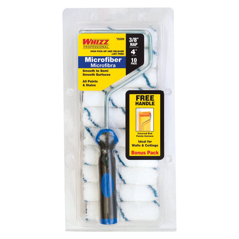 Whizz Microfiber 4 in. W X 3/8 in. Mini Paint Roller Cover 10 pk