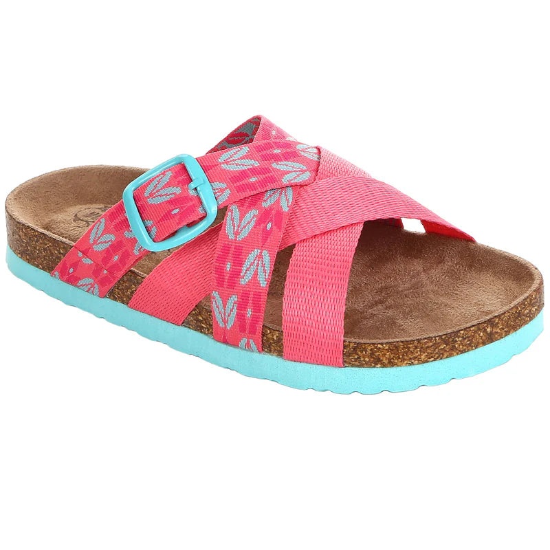 Kid’s Jillian Cork Sandal (Pink/Aqua) Size Little Kids 13