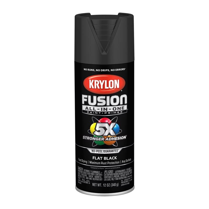 Krylon Fusion All-In-One Flat Black Paint+Primer Spray Paint 12 oz