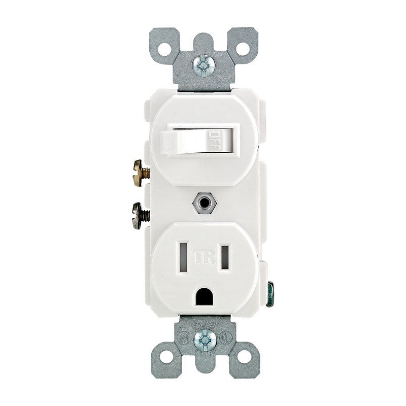 Leviton 15 amps 125 V Duplex White Combination Switch/Outlet 5-15R 1 pk