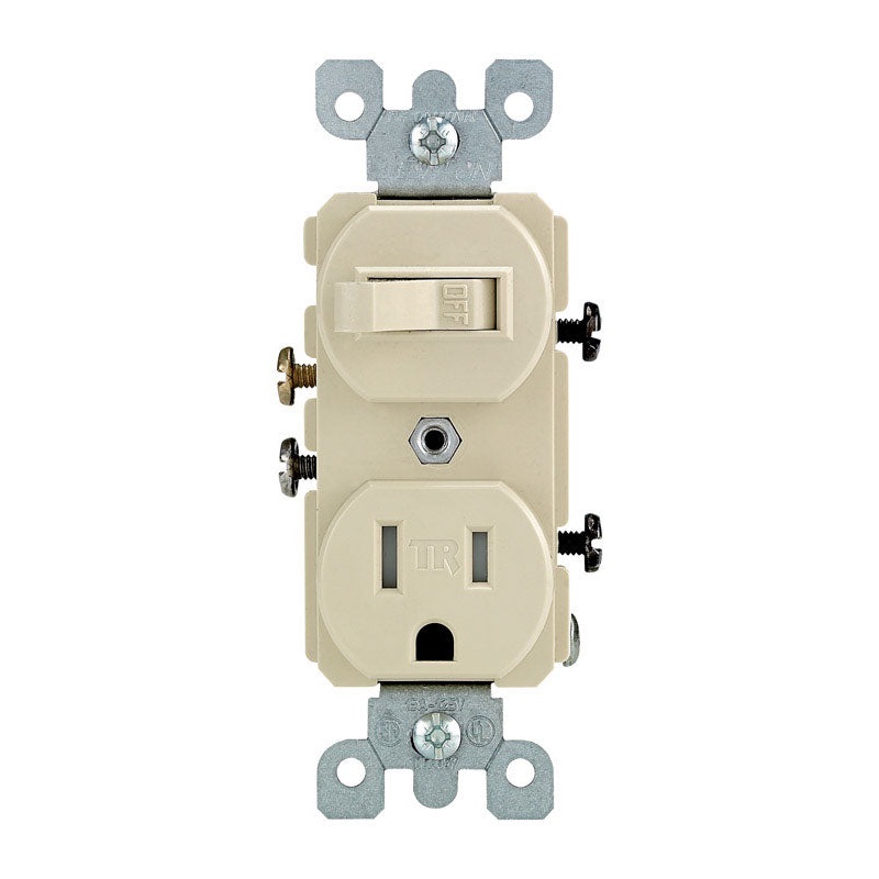 Leviton 15 amps 125 V Ivory Combination Switch/Outlet 5-15R 1 pk