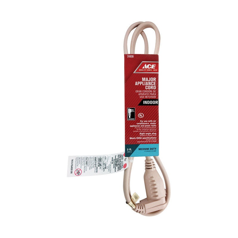 Ace 14/3 SPT-3 125 V 3 ft. L Appliance Cord