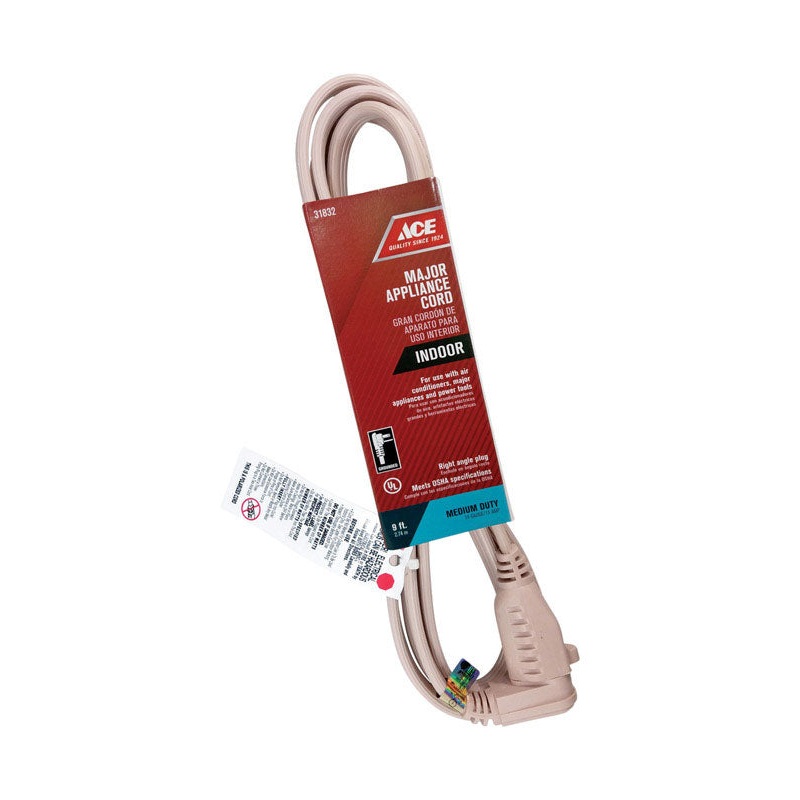 Ace 14/3 SPT-3 125 V 9 ft. L Appliance Cord