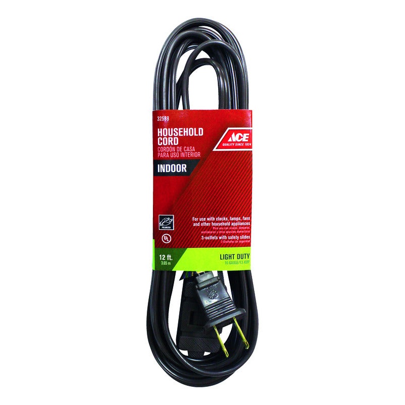 Ace Indoor 12 ft. L Brown Extension Cord 16/2 SPT-2