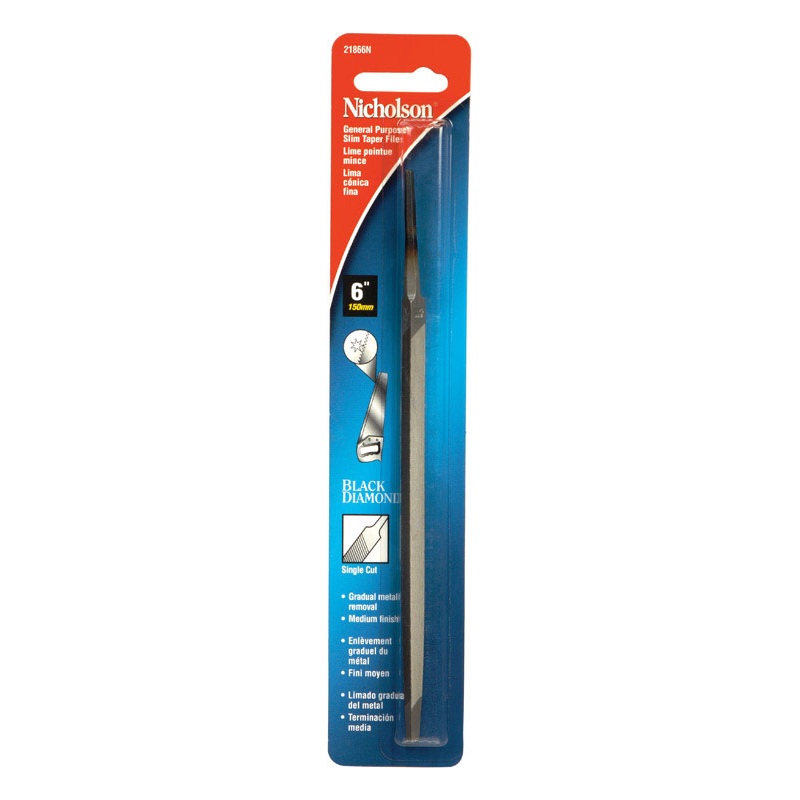 Crescent Nicholson 6 in. L X 1.3 in. W High Carbon Steel Single Cut Slim Taper File 1 pc