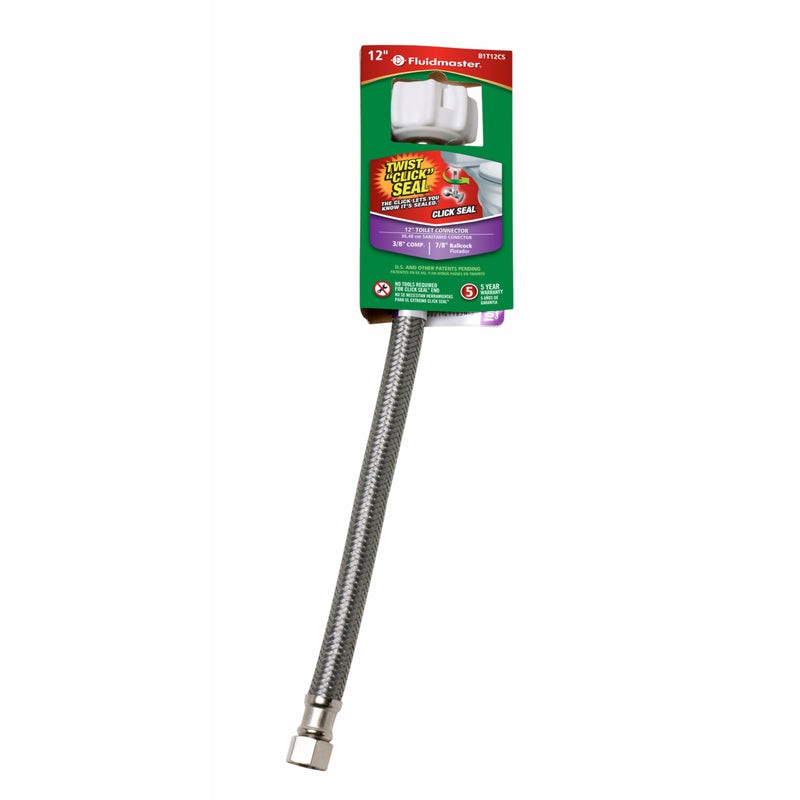 Fluidmaster 3/8 in. Compression X 7/8 in. D Ballcock 12 in. Braided Stainless Steel Toilet Supply Li