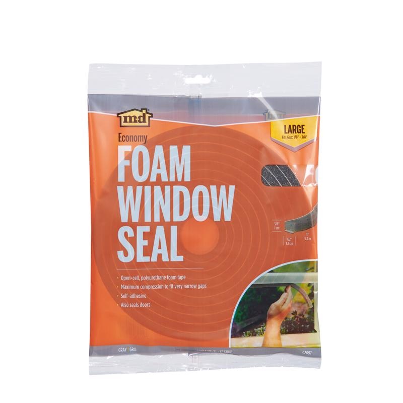 M-D BUILDING PRODUCTS Gray Foam Weather Stripping Tape For Doors and Windows 204 in. L X 0.38 in.