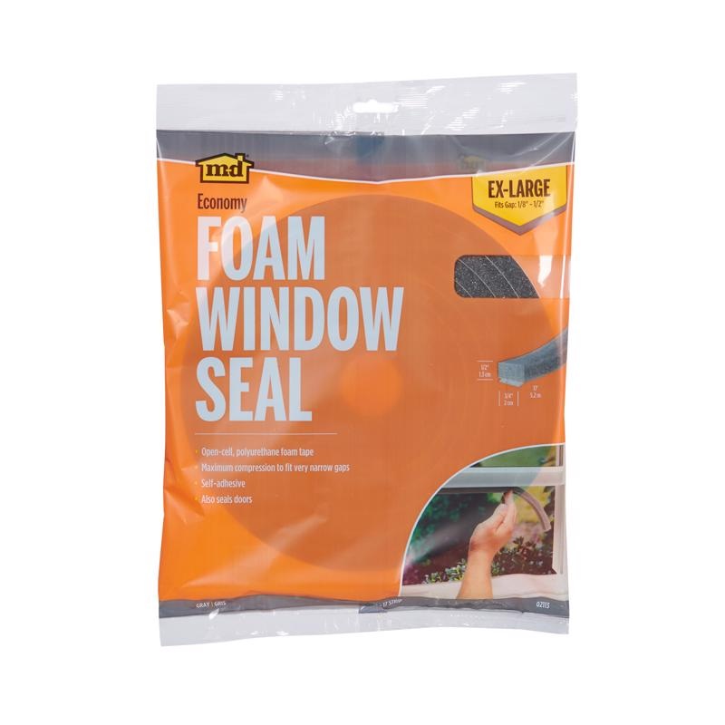 M-D BUILDING PRODUCTS Gray Foam Weather Stripping Tape For Doors and Windows 204 in. L X 0.5 in.