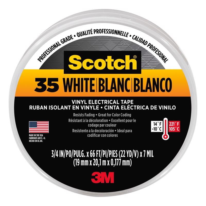 Scotch 3/4 in. W X 66 ft. L White Vinyl Electrical Tape
