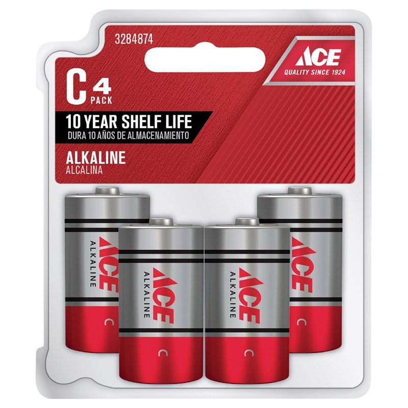 Ace C Alkaline Batteries 4 pk Carded