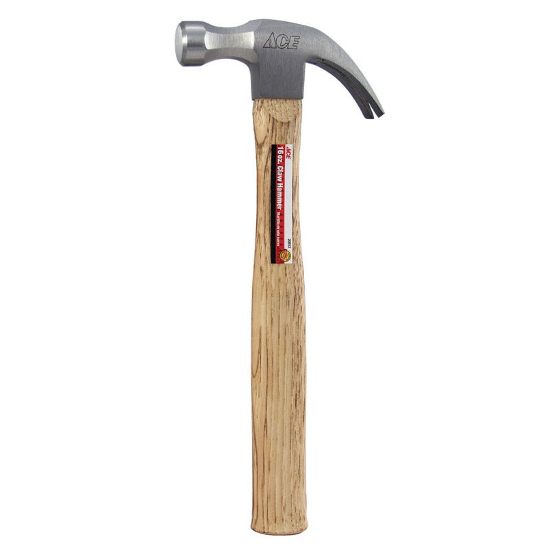Ace 16 oz Smooth Face Claw Hammer Hickory Handle