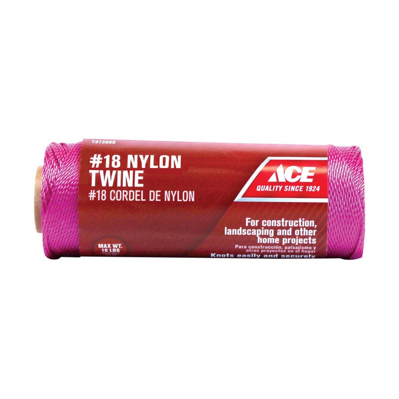 Ace 18 in. D X 525 ft. L Pink Twisted Nylon Twine