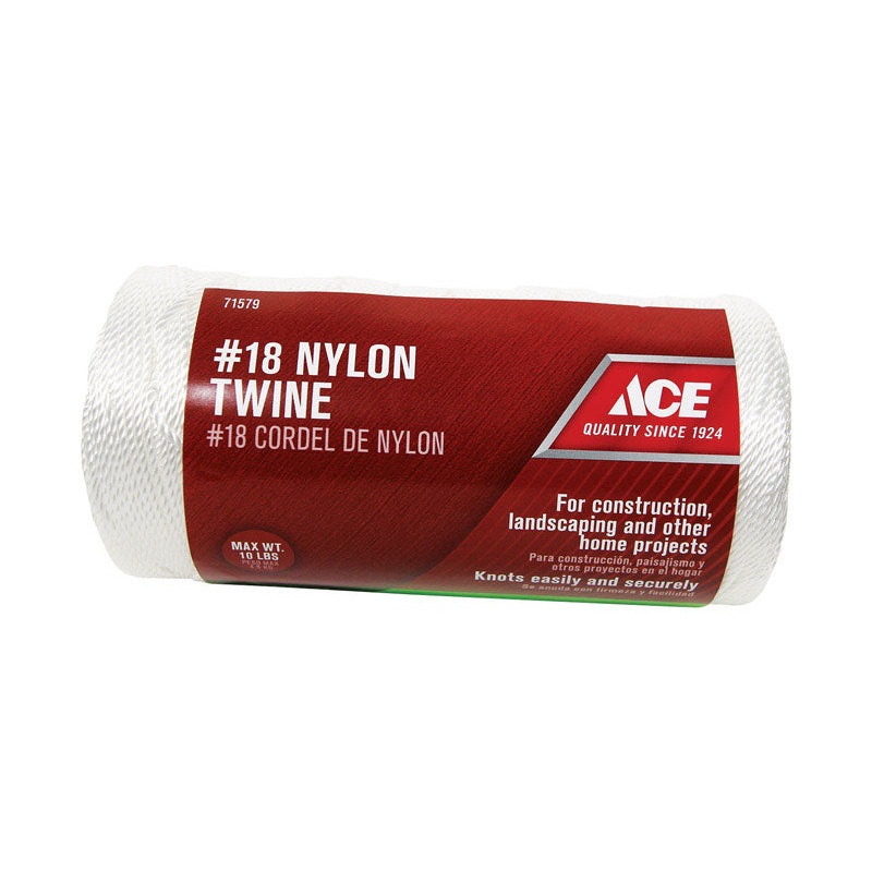 Ace 18 # X 1050 ft. L White Twisted Nylon Twine
