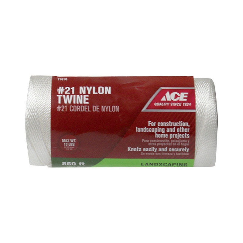 Ace 21 in. D X 860 ft. L White Twisted Nylon Twine