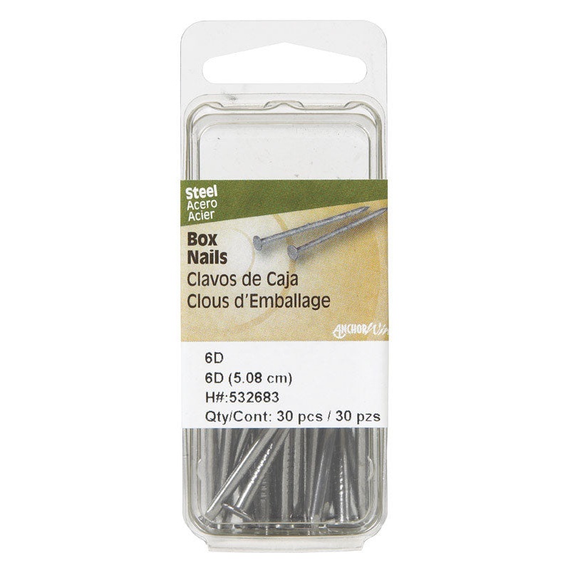 HILLMAN 6D 2 in. Box Polished Steel Nail Large Head