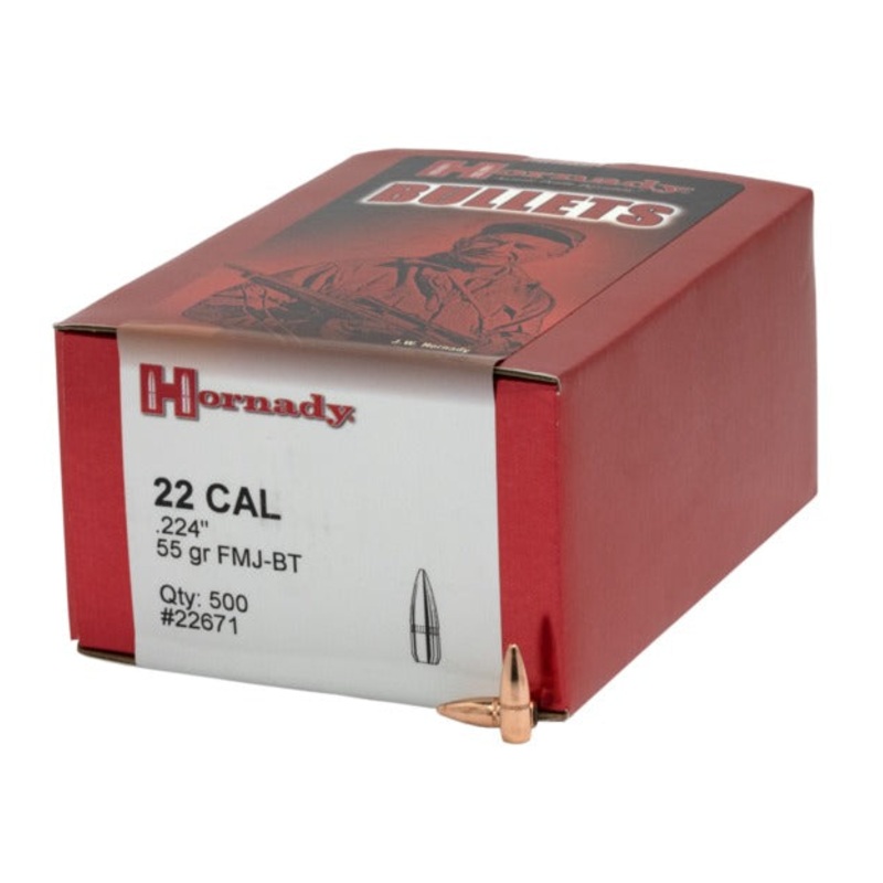 22 Cal .224 55 gr FMJBT with cannelure