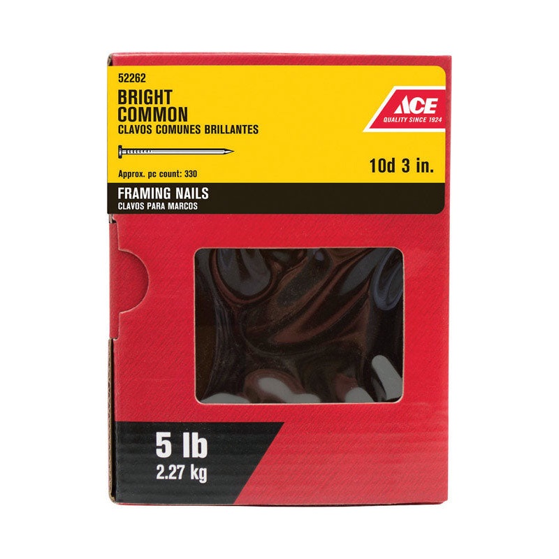 Ace 10D 3 in. Common Bright Steel Nail Round Head 5 lb