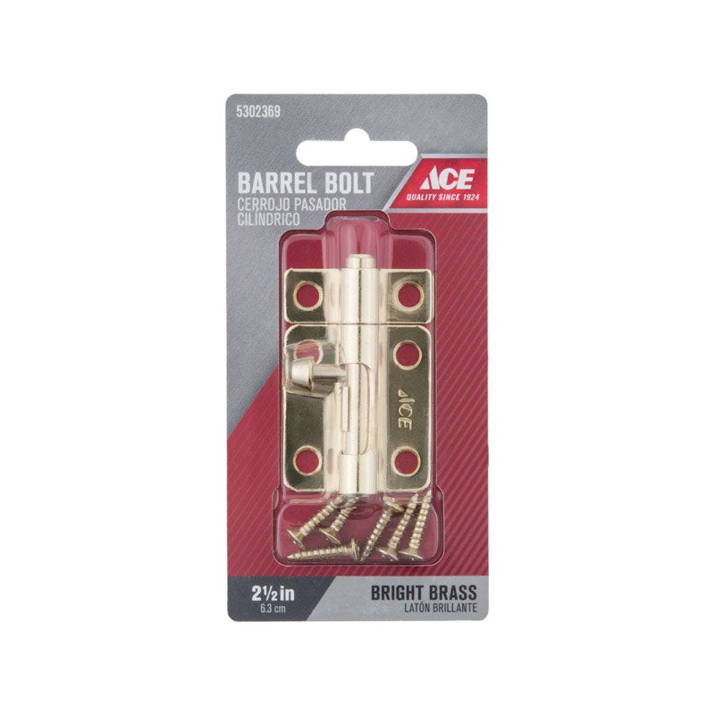 Ace 2.5 in. L Brass-Plated Steel Barrel Bolt 1 pk