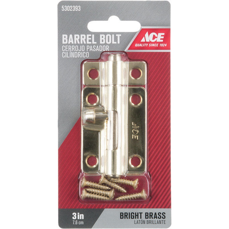 Ace 3 in. L Brass-Plated Steel Barrel Bolt 1 pk