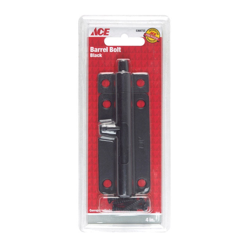 Ace 4 in. L Black Steel Barrel Bolt 1 pk