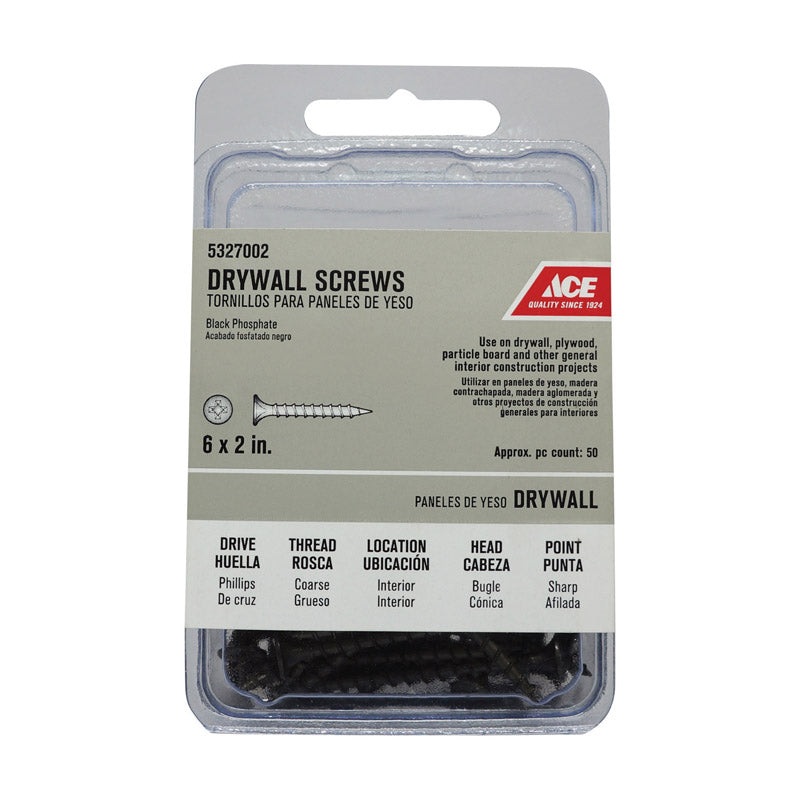 Ace No. 6 wire X 2 in. L Phillips Coarse Drywall Screws 50 pk