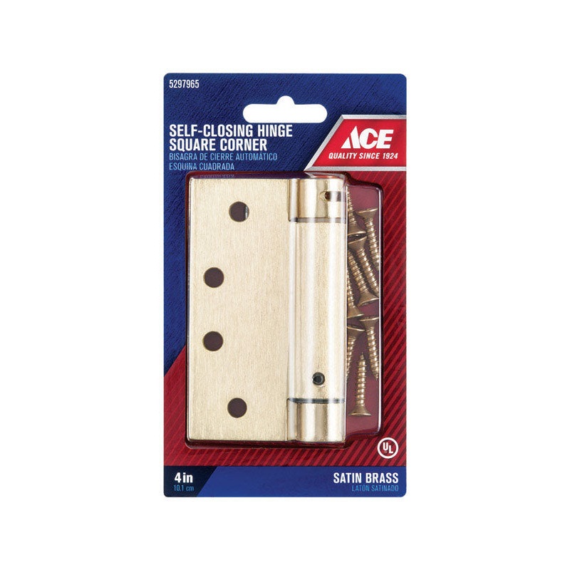 Ace 4 in. L Satin Brass Self Closing Hinge 1 pk