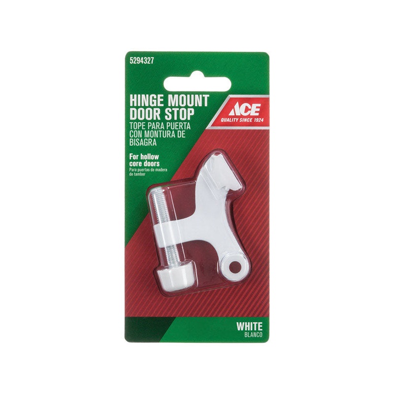 Ace Metal White Hinge Pin Door Stop Mounts to door 0 in.