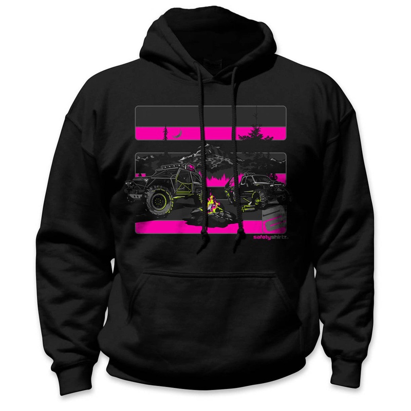 Basecamp Hi-Vis Safety Stripe Hoodie – Neon Pink/Reflective/Black Large