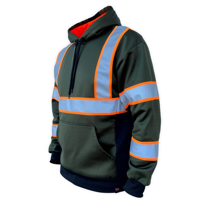 SS360 Basic – Military Green/Neon Orange – Type-O – Reflective Safety Hoodie 3XL