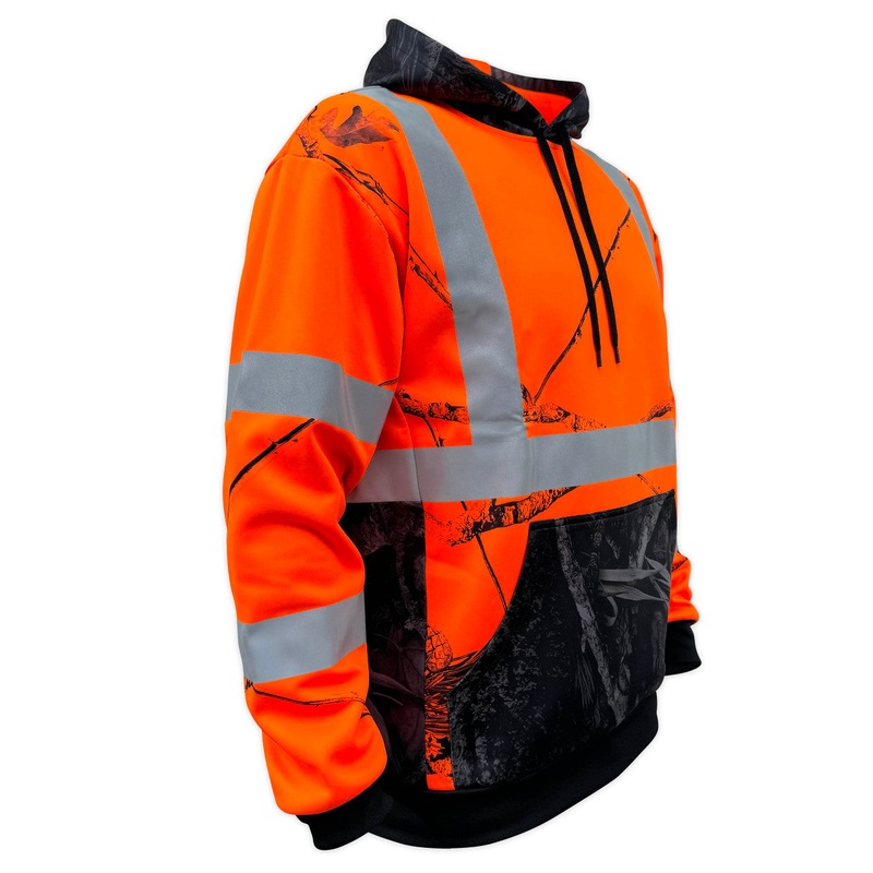 SS360 Daybreak Camo – Orange – Class 3 – Type-R – Reflective Safety Hoodie Large
