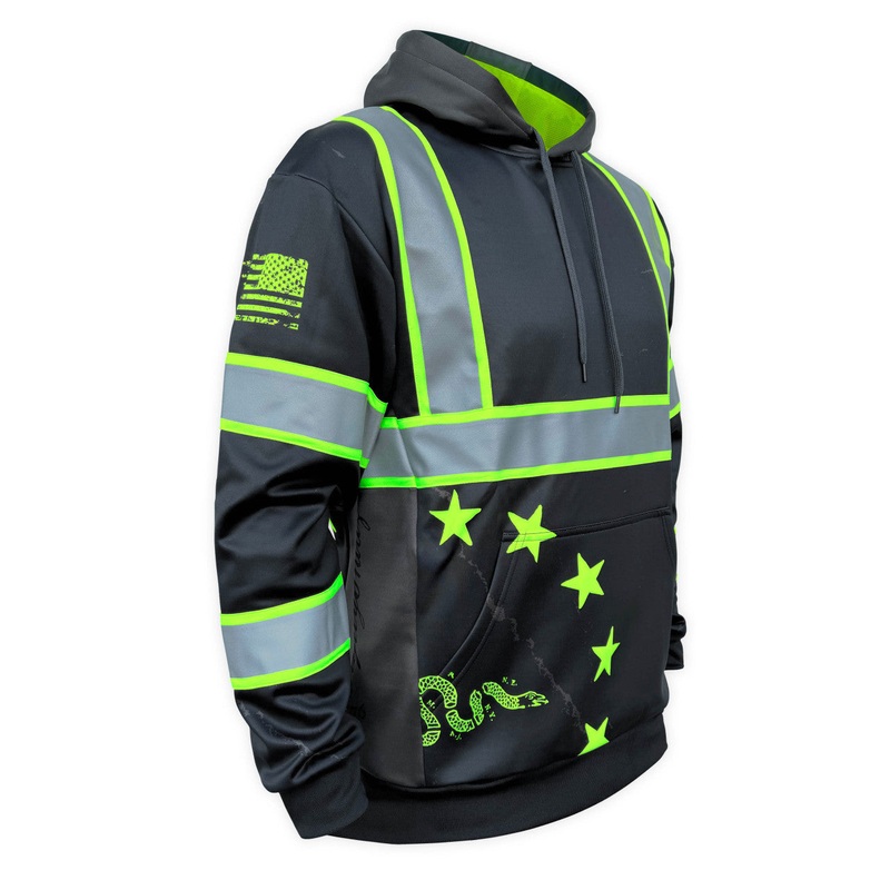 SS360 Stealth 1776 Betsy Ross – Black – Type-O – Enhanced Visibility – Reflective Safety Hoodie Large