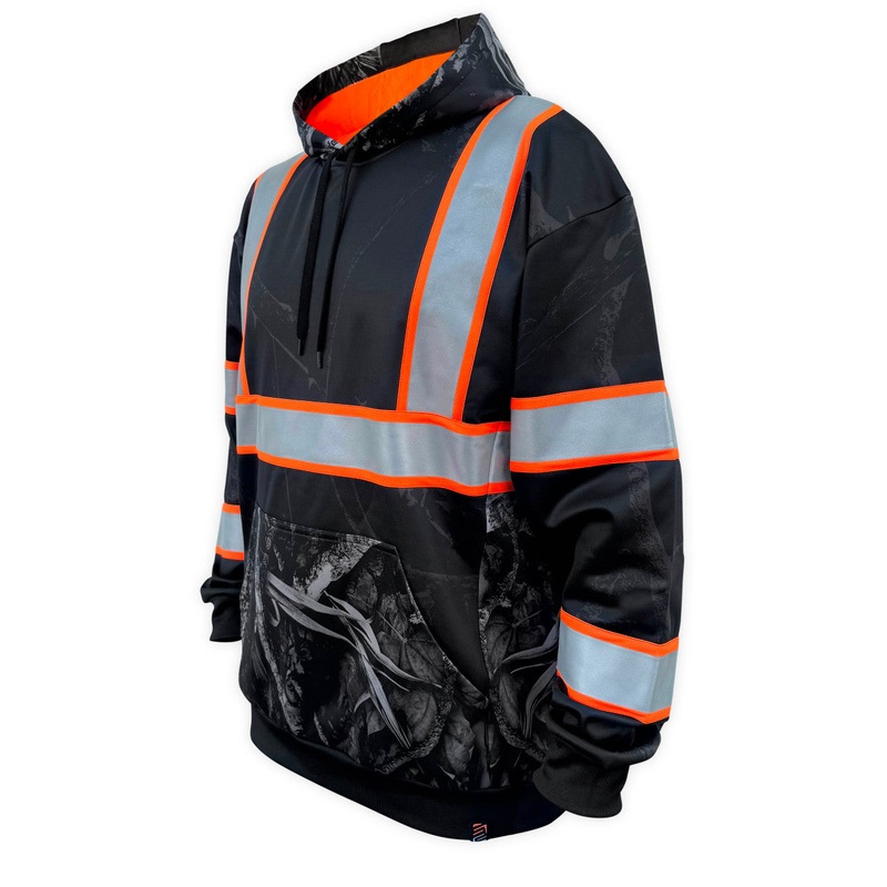 SS360 Stealth Nightfall Camo – Black – Type-O – Enhanced Visibility – Reflective Safety Hoodie Large