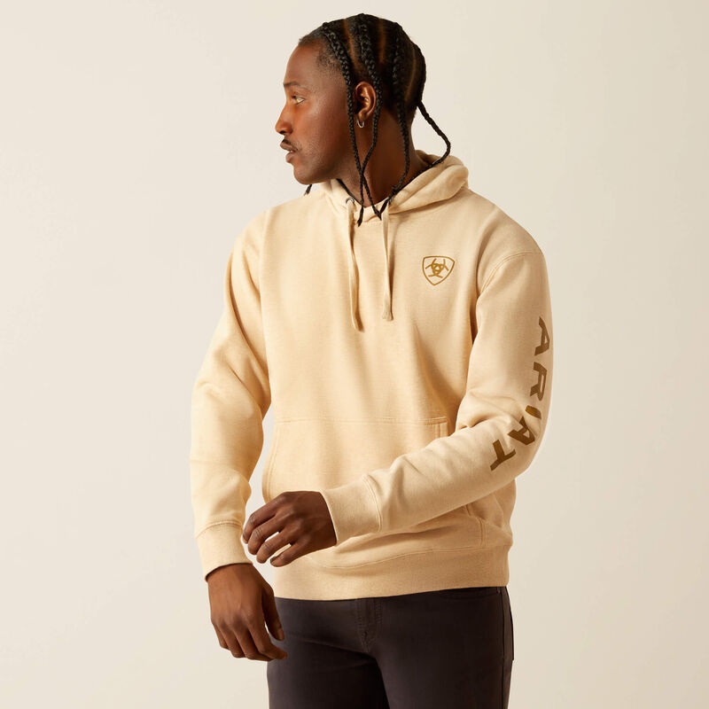 Ariat Logo Hoodie (Tan Heather) Size L