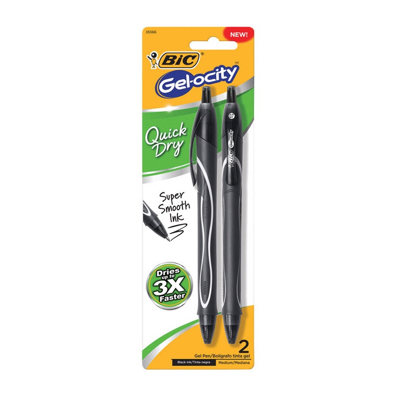BIC Gel-ocity Black Retractable Gel Pen 2 pk
