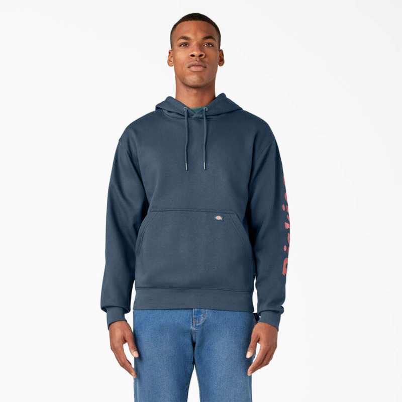 Dickies Water Repellent Sleeve Logo Hoodie (Baltic Blue) Size M