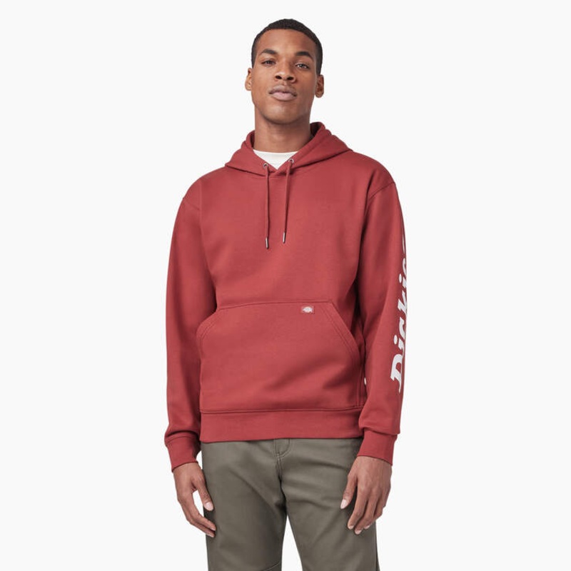 Dickies Water Repellent Sleeve Logo Hoodie (Fired Brick) Size M
