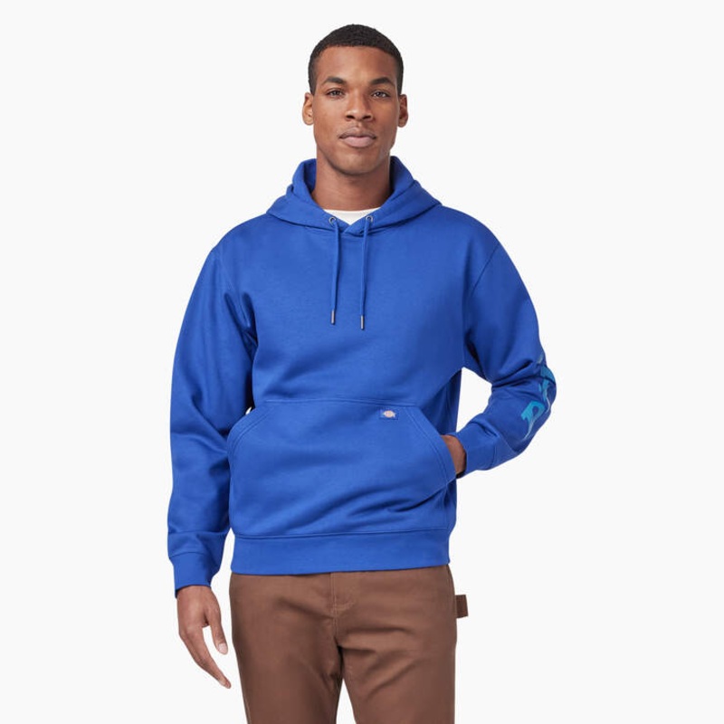 Dickies Water Repellent Sleeve Logo Hoodie (Surf Blue) Size M