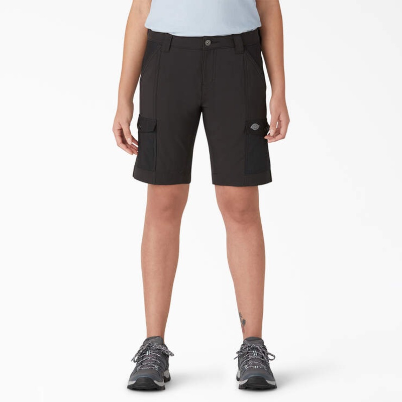 Dickies Women’s Cooling Slim Fit Cargo Shorts (Black) 10 Size 2