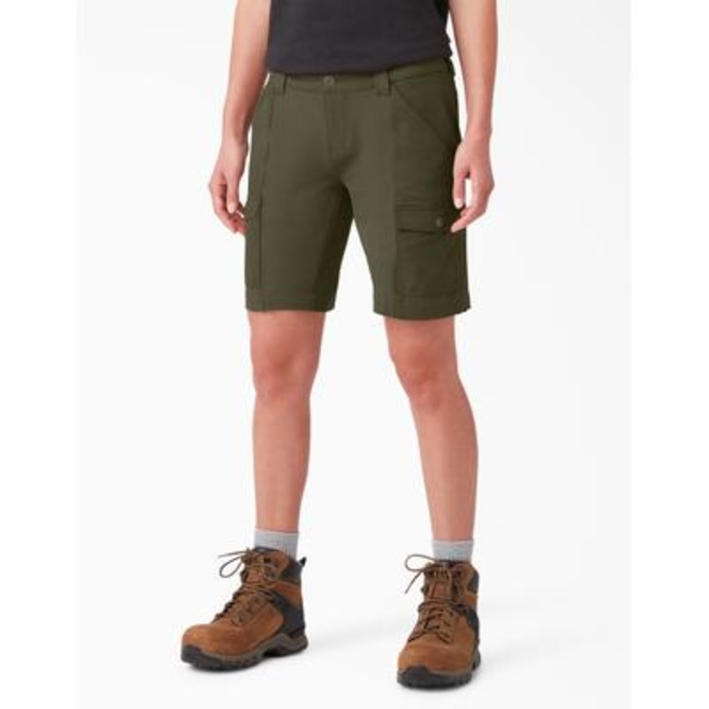 Dickies Women’s Cooling Slim Fit Cargo Shorts (Military Green) 10 Size 2