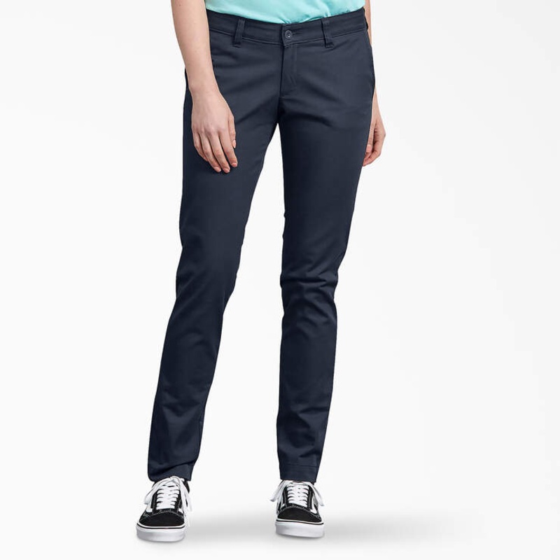 Dickies Women’s Slim Fit Skinny Leg Pants (Dark Navy) Size  6