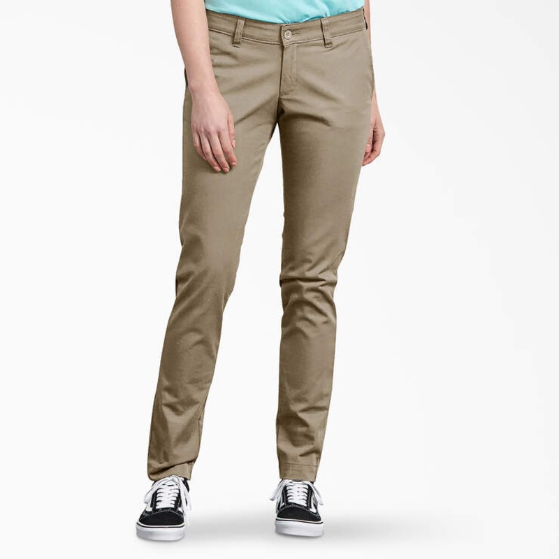 Dickies Women’s Slim Fit Skinny Leg Pants (Desert Sand) Size 4