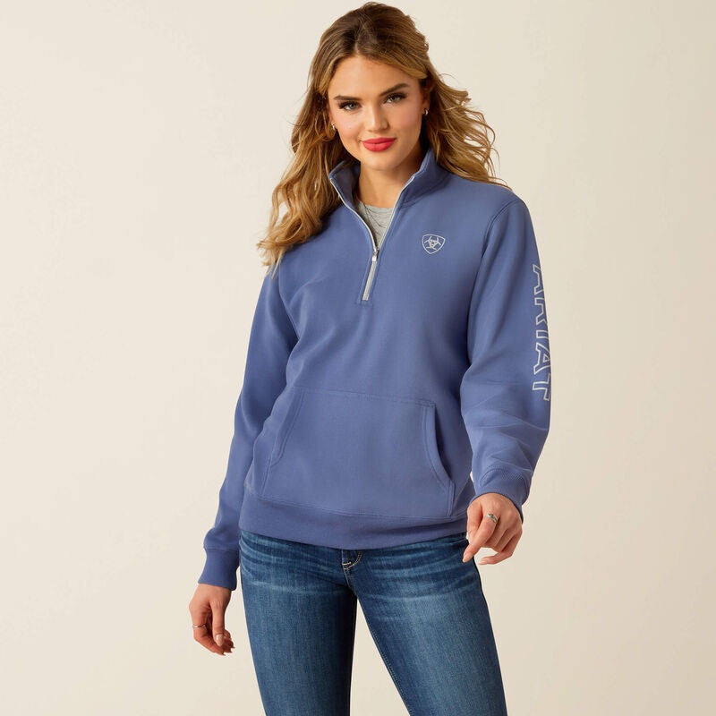 Logo 1/2 Zip Sweatshirt (Blue) Size M